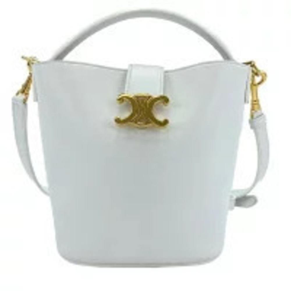 Celine Bucket Louise Smooth Calfskin prominent Triomphe White